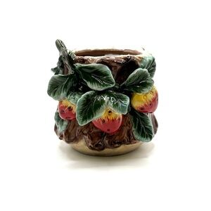 New Ceramic 3D Strawberry on Tree ATD Votive Candle 3” Cottagecore